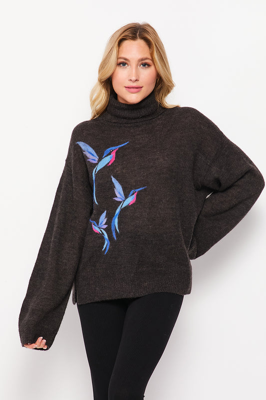 The Flying Birds Pullover - Charcoal