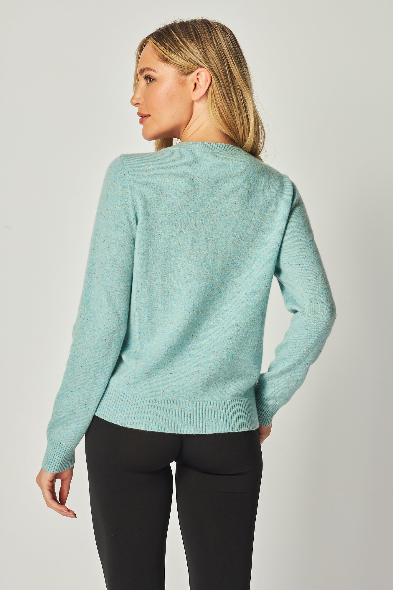 Luxurious Pure Cashmere Donegal Blue Cherry Blossom Sweater