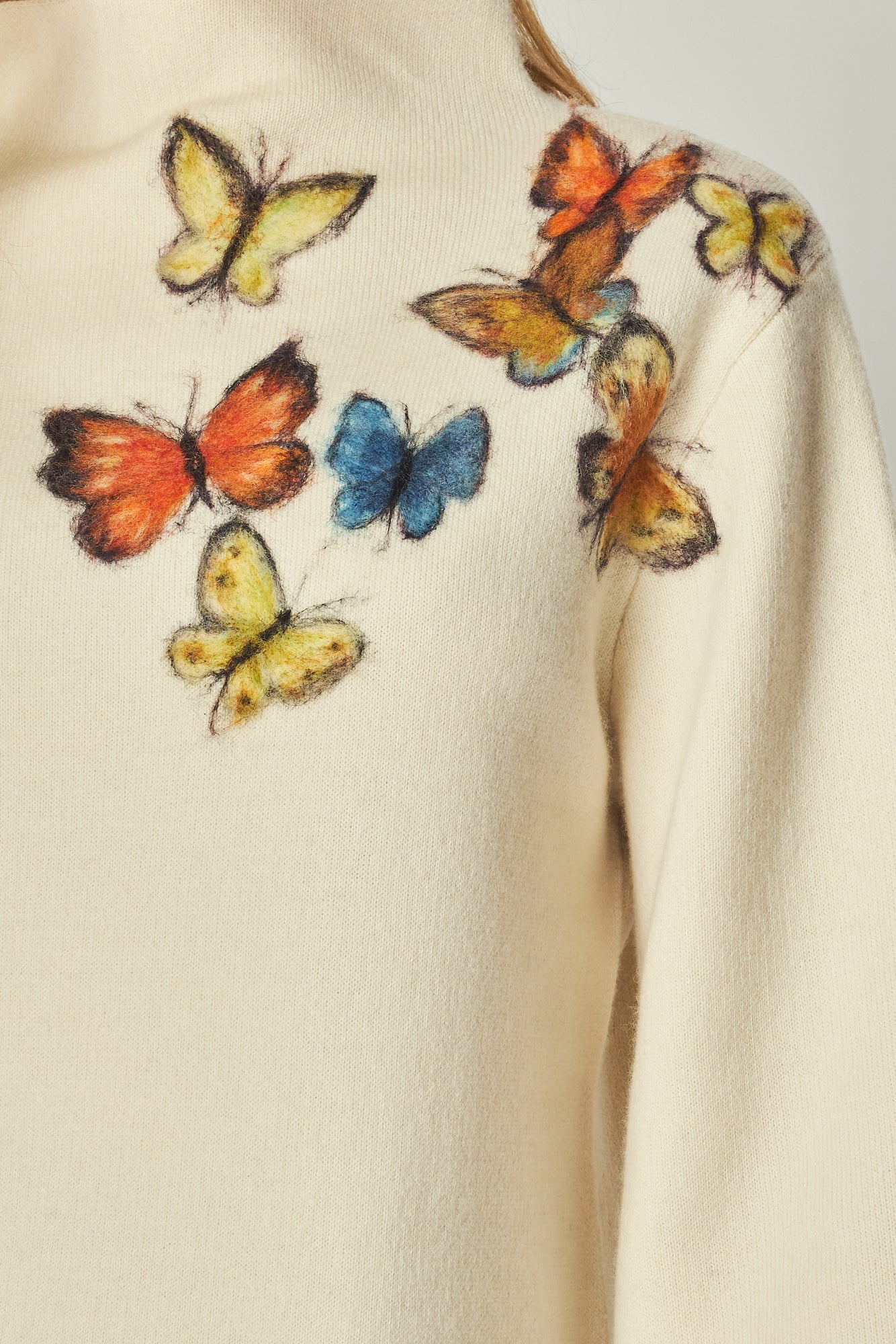 Mock Neck Sweaters with a flock of butterfly