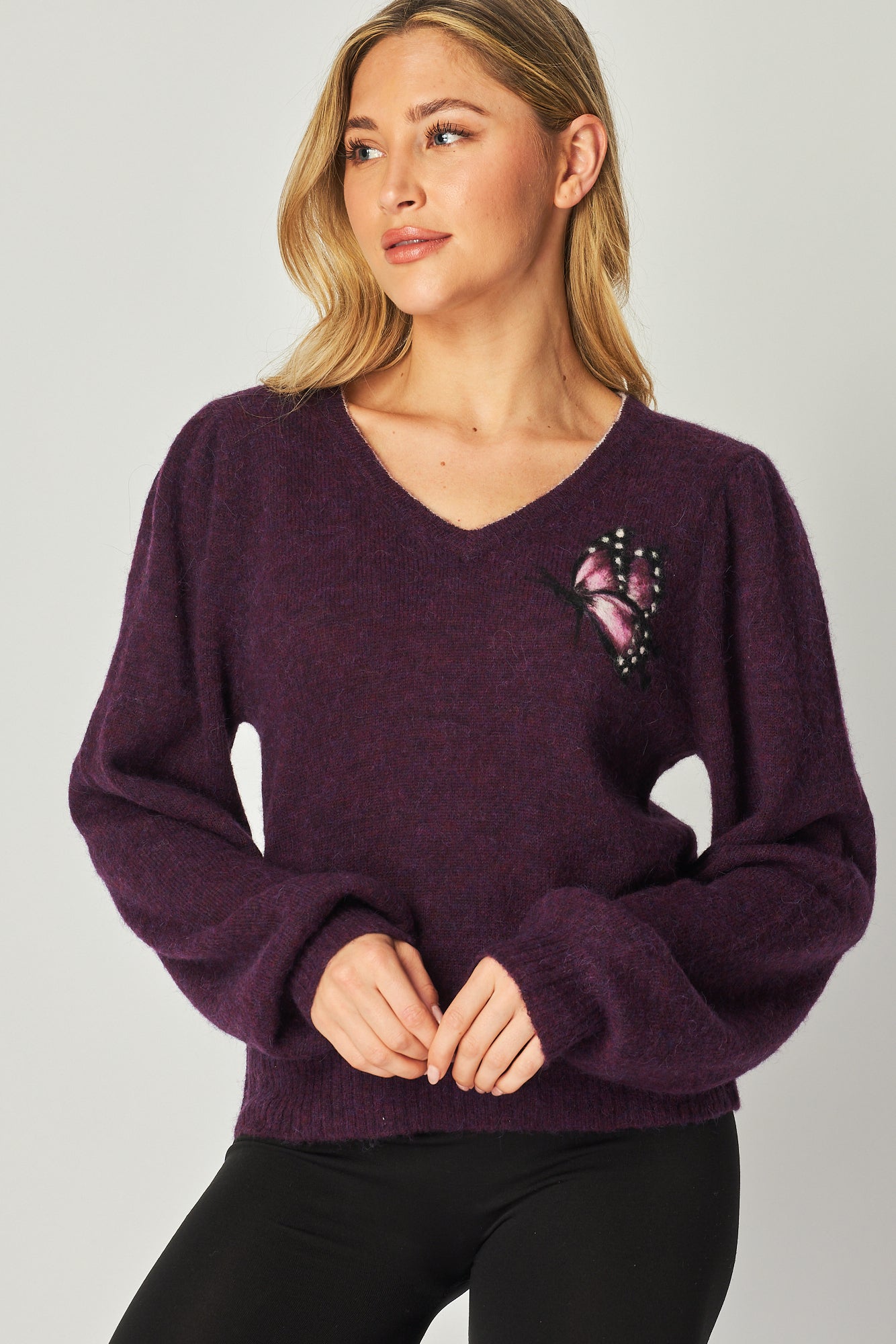 Butterfly Vee with contrast trim - Wine