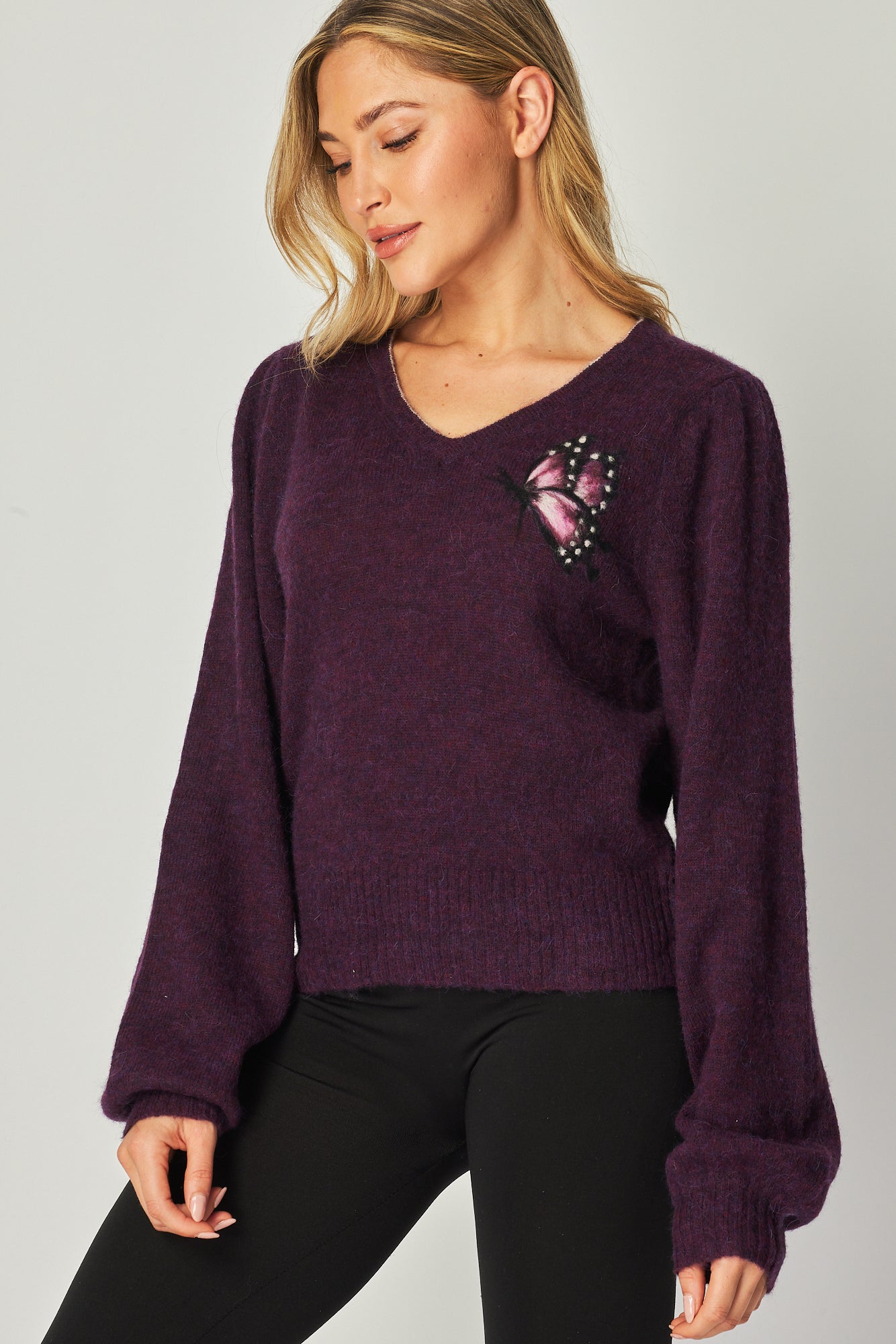 Butterfly Vee with contrast trim - Wine